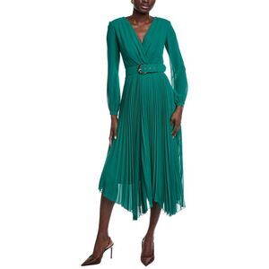 Carla Ruiz Womens  Accordion Pleated Midi Dress, Green
